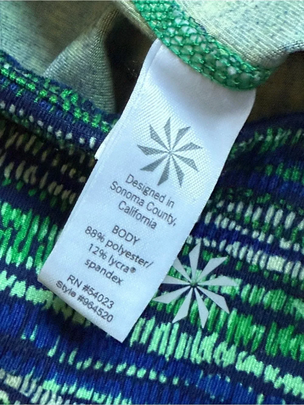 Athleta Retreat Chaturanga Tight XS Leggings Blue Green Gym Workout